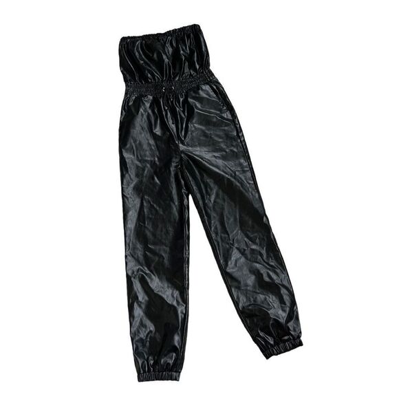 Lovers and Friends Heila Faux Leather Jumpsuit Black Women’s Size Small - Picture 4 of 11